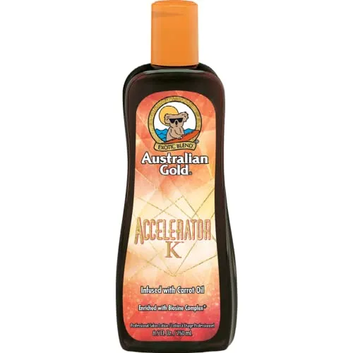 Australian Gold Accelerator 250ml - Bräunungslotion - Bräunungslotion für Sonnenliegen, beschleunigt die Bräunung mit Aloe Vera und sorgt für einen angenehmen Duft. Ideal für Mischhaut und ganzkörper Anwendung.