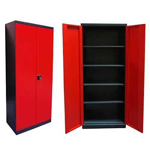 Stahl Schrank Werkzeugschrank Werkstattschrank anthrazit rot 58x78x192 cm - Spinde & Stahlschränke - Robuster Werkzeugschrank in stylishem Anthrazit-Rot, ideal für Werkstätten und Garagen, mit großzügigem Stauraum.