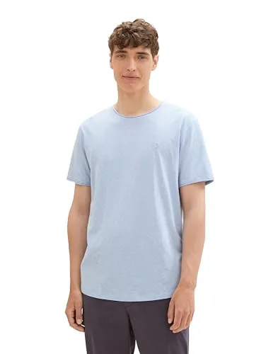 TOM TAILOR Denim Herren Basic T-Shirt in Melange-Optik,11486 - Brunnera Blue, XL
