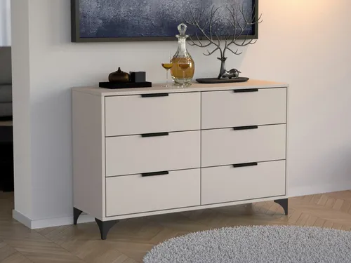 Beautysofa Kommode HOME 6S - Beige, 120 cm - Stilvolle Kommode mit 6 Schubladen, ideal für Ordnung im Wohnraum. Breite: 120 cm, in verschiedenen Farben erhältlich. Die Lieferung erfolgt sicher und zuverlässig.