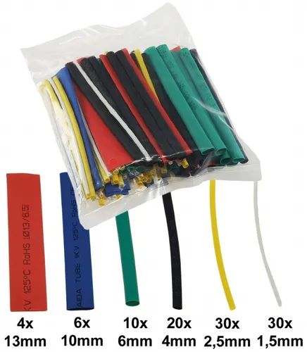 teiliges Schrumpfschlauch Sortiment Tüte Schrumpfschläuche 10cm lang bunt 100