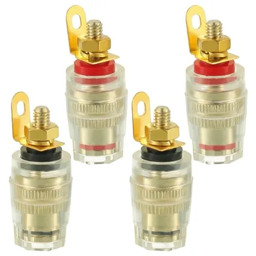 EPLZON 4 mm Bananenstecker Buchse Anschluss Polklemme für Audio Verstärker Lautsprecher Terminal Stecker(35 * 12mm,4 Stück)