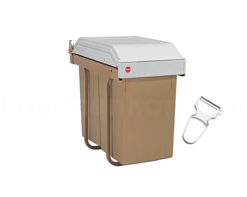Hailo Abfallsammler TA Swing R Tandem 2x 15 Liter - Mülleimer mit 30 Liter Gesamtvolumen, ideal für Mülltrennung, passend für Schrankbreiten ab 300 mm, inklusive hochwertigen Sparschäler. Limitiertes Jubiläumsangebot von Hailo!