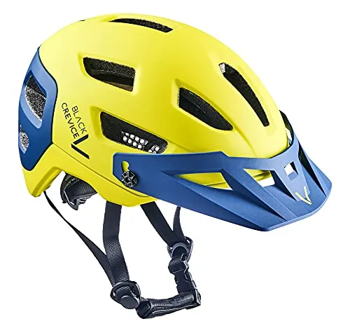 Black Crevice MTB Fahrradhelm, Yellow/Navy, M/L (58-61cm) - Fahrradhelme mit optimaler Anpassung, atmungsaktiver Polsterung und robustem Design für höchsten Tragekomfort und Sicherheit beim Mountainbiken.