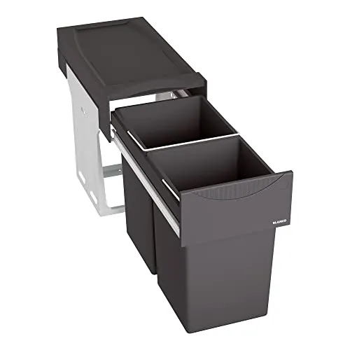 Blanco Botton II 30/2 - 526376 Einbau Abfallsammler - Haushaltszubehör, ideal für Unterschränke ab 30 cm - effizientes Abfallmanagement mit 2 Behältern à 15 Litern hinter Schwenktüren.