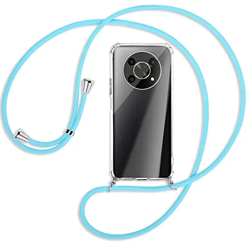 mtb more energy® Handykette kompatibel mit Honor Magic 4 Lite 5G, Honor X9 5G (6.81'') - Himmelblau - Smartphone Hülle zum Umhängen - Anti Shock Full TPU Case