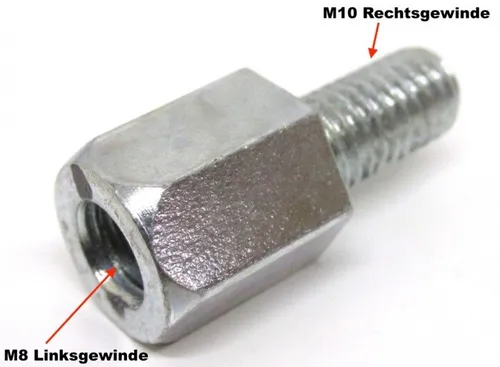 Spiegeladapter Spiegel Adapter  M8 Linksgewinde auf M10 Rechtsgewinde Roller
