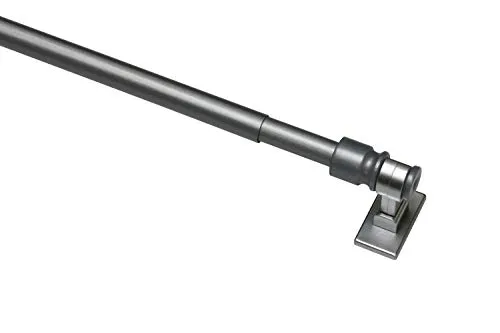 GARDINIA Caféhausstange California, Scheibenstange, Befestigung am Fenster, Zum Schrauben, Träger kürzbar, Ausziehbar: 75-135 cm, Ø 12 mm, Metall, Silber-matt