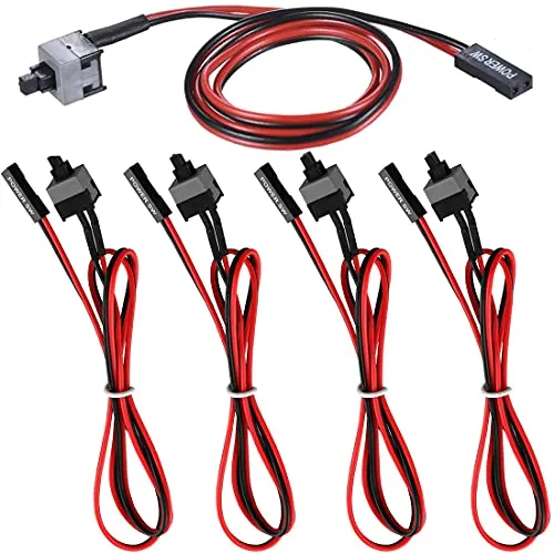 GUUZI 5pcs 2 Pin SW PC Desktop Stromkabel Ein/Aus Taster ATX Computerschalter Kabel 50CM