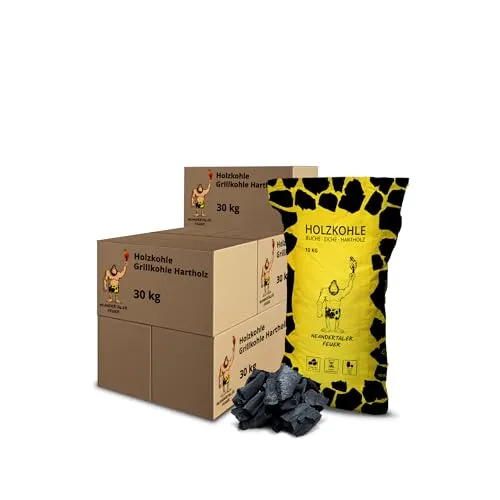 Neandertaler Feuer Holzkohle Buche - 210 kg Premium Grillkohle für BBQ - Hochwertige Grillkohle aus Buchenholz für intensives Grillvergnügen. Ideal für Grill und Smoker, bietet lange Brenndauer und hohe Temperaturen. Perfekt für jeden Grillliebhaber!
