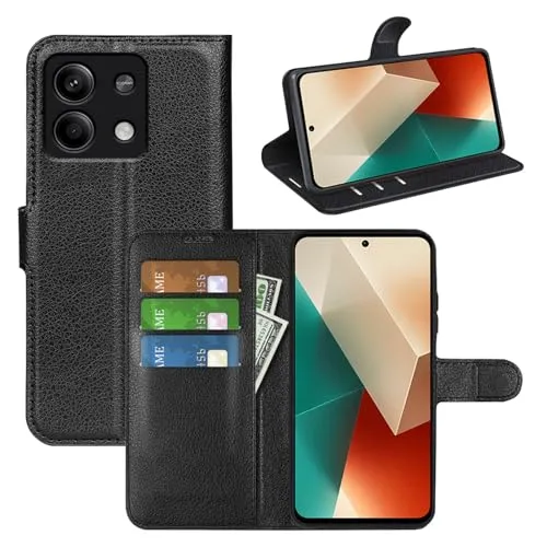 betterfon Handyhülle Kompatibel mit Xiaomi Redmi Note 13 5G | Premium Qualität TPU Klapphülle für Redmi Note 13 5G mit Kartenfächern | Magnetverschluss Handyhülle | Schwarz