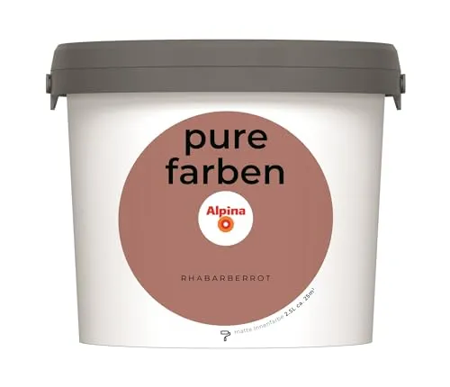Alpina pure farben Wandfarbe – Rhabarberrot - Farben: Strapazierfähige, atmungsaktive Innenfarbe in Rhabarberrot, emissionsarm und geruchsneutral für ein optimales Raumklima. Ergiebig und gut deckend – ideal für kreative Raumgestaltungen.