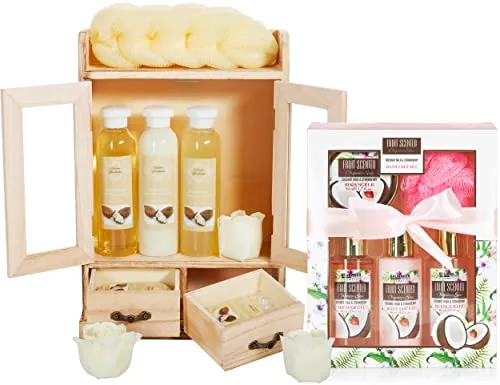 BRUBAKER 2 in 1 Pflegeset Sheabutter & Kokosnuss Erdbeere - 15-teiliges Damen Wellness Set - Erlebe intensives Wohlbefinden mit unserem 15-teiligen Pflegeset! Das Set kombiniert duftende Produkte für ein entspannendes Badeerlebnis und ist ideal als Geschenk in einer dekorativen Holzbox. Perfekt für besondere Anlässe!
