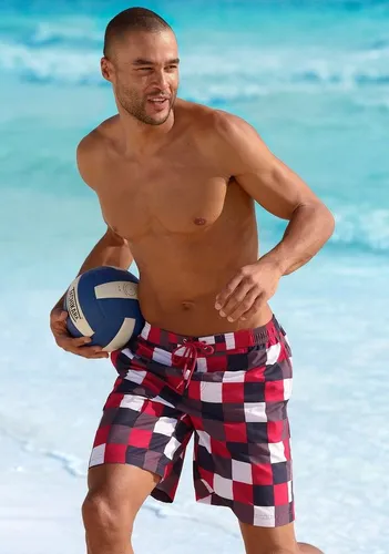 Badeshorts BUFFALO Herren Gr. L, bunt im trendigen Karo-Design - Herren-Bademode aus weicher Microfaser, schnell trocknend mit elastischem Bund und praktischer Innentasche. Ideal für den Strand oder Pool!