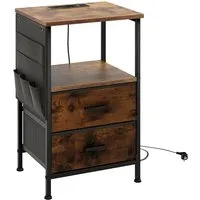 Costway Nachttisch mit Ladestation Beistelltisch Nachtschrank