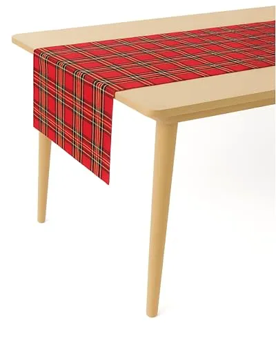texpot Tischläufer 40 x 140 cm Schottenkaro rot Tartan kariert Decke 100% Polyester