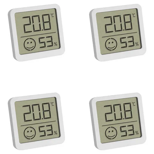 TFA Dostmann digitales Thermo-Hygrometer 4er Set - Kompakte Raumklimaüberwachung für optimale Luftfeuchtigkeit und Temperatur, ideal gegen Schimmel