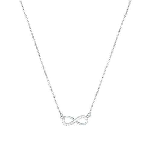 amor Kette mit Anhänger - 925 Sterling Silber Damen Halsschmuck - Ketten für Damen, 43 cm lange Halskette mit Infinity-Anhänger aus 925er Sterling Silber, rhodiniert für besonderen Glanz und Hautverträglichkeit, kommt in Schmuck Geschenk Box.