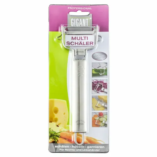 Gigant Multischäler Profi Gemüseschäler - Schäler für Obst, Gemüse, Käse und mehr, spülmaschinenfest aus Edelstahl – ideal für die schnelle und einfache Zubereitung!