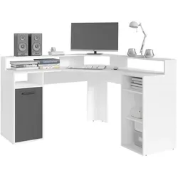 byLIVING Gamingtisch Fox - Moderner Eck-Schreibtisch in Weiß, 139 cm - Kinderschreibtisch mit vielseitigem Stauraum und nachhaltigem FSC®-zertifiziertem Holzwerkstoff, ideal für kreative Gaming- und Lernumgebungen.