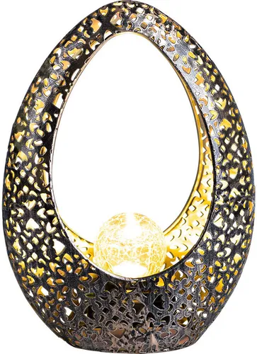 LED Solarleuchte bronze gold oval, H 27,5 cm