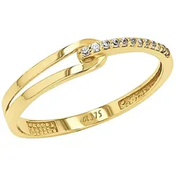 Amor Fingerring 2037452 - Zirkonia in Gelbgold 56 - Eleganter Ring aus 375 Gelbgold mit glanzvoller Zirkonia-Verzierung, ideal als Geschenk für besondere Anlässe oder zum täglichen Tragen.