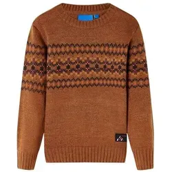 Kinderpullover Gestrickt Cognac 128 in braun von vidaXL