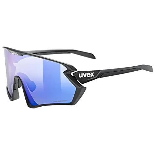 uvex sportstyle 231 2.0 P - Sportbrille für Damen und Herren - starker Schutz vor Sonnenstrahlung - beschlagfrei - black matt/blue - one size