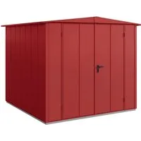 Hörmann EcoStar Elegant-S Typ 2 Gartenhaus mit Doppeltür - Robustes Gartenhaus in Rot mit Satteldach, ideal für die Aufbewahrung von Gartenutensilien und bietet zusätzlichen Stauraum.