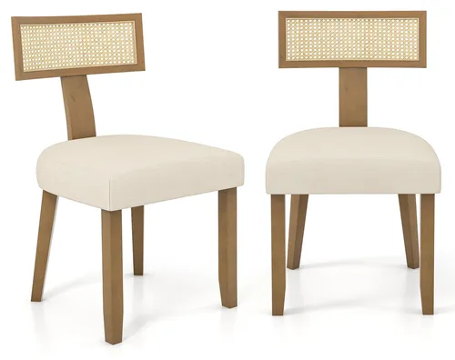 KOMFOTTEU Esszimmerstuhl Holz mit Rattan, beige