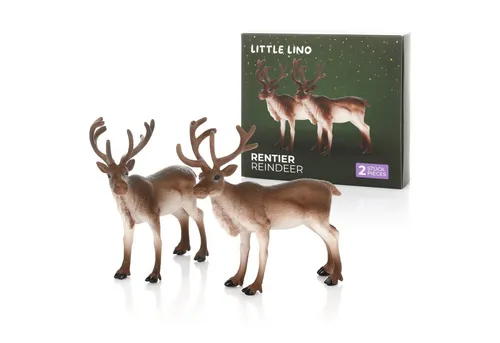 Little Lino Spielfigur Rentier, (Set, 2 tlg), Waldtier Figur für den Weihnachtswichtel, Adventskalender und Stall
