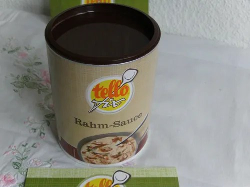 tello fix Sauce, RAHM-Sauce (EUR 1,89/100g),o GVZ,364gr Dose, NEU MHD 30.07.2026