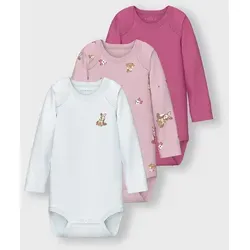 Name It Langarmbody NBFBODY 3P LS IBIS ROSE DEER NOOS (Packung, 3-tlg) rosa 62