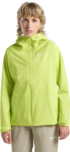 Jack Wolfskin PRELIGHT 2.5L LT JKT W - Gelbe Funktionsjacke für Damen - Wasser- und windabweisende Outdoorjacke mit regulierbarer Kapuze, ideal für aktive Frauen, die auch bei wechselhaftem Wetter nicht auf Komfort verzichten möchten.