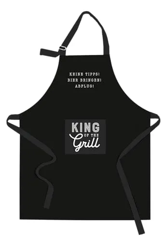 Grafik-Werkstatt Kochschürze |Schürze mit lustigem Spruch | King of the Grill, Schwarz
