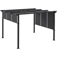 Furnicato Wetterbeständige Markise 3 x 3,5 m Dunkelgrau - Genießen Sie Schatten und Schutz mit der flexiblen Pergola. Mit verstellbarem Oberteil aus drei Teilen und robuster Stahlkonstruktion ist sie ideal für Terrasse und Garten. Inklusive Befestigungsmaterial für einfachen Aufbau.
