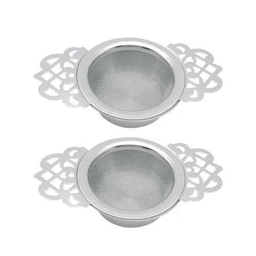 Teesieb mit Schüssel, Edelstahl-Sieb für losen Tee, Tee-Ei, Spitzen-Doppelgriff-Sieb, Mini-Sieb mit feinem Netz, geeignet für die Filtration von losem Tee, Kaffee, Sojamilch 2