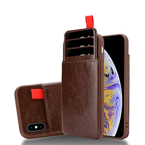 Cadorabo Hülle kompatibel mit Apple iPhone XS MAX Handyhülle aus Premium Kunst Leder Stoßfeste [Kartenfächern] Case Hülle für iPhone XS MAX Tasche in Braun