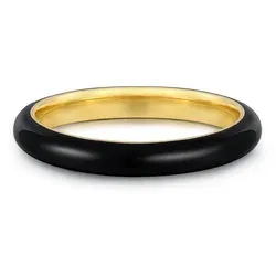 GLANZSTÜCKE MÜNCHEN Damen Ring aus 925/- Sterling Silber mit schwarzer Emaille - Eleganter vergoldeter Silberschmuck für stilbewusste Frauen. Der 3,5 mm schmale Ring überzeugt durch seinen trendigen Materialmix und ist ideal für jeden Anlass. Lieferung in edler Schmuckbox – perfekt als Geschenk!
