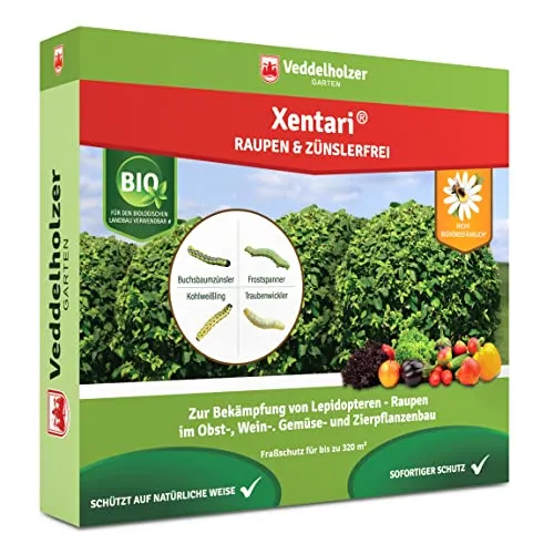 Veddelholzer Xentari® 8 x 2g Raupen & Zünslerfrei gegen Buchsbaumzünsler, Raupen & Schadraupen. Xentari Raupenfrei Buchsbaumzünsler Spritmittel für Bio Landbau geeignet Nicht Bienengefährlich.