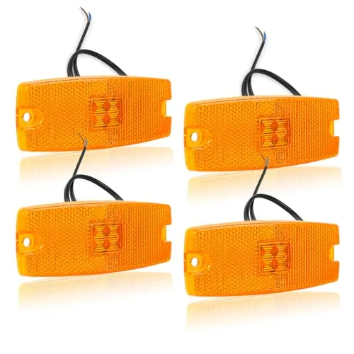 Qiping 4 Pack Begrenzungsleuchte Orange 12V 24V LED Umrissleuchte Gelb Bernstein Positionsleuchte mit E-Prüfzeichen für LKW, Pkw-Anhänger, Wohnwagen, Kfz, Traktor