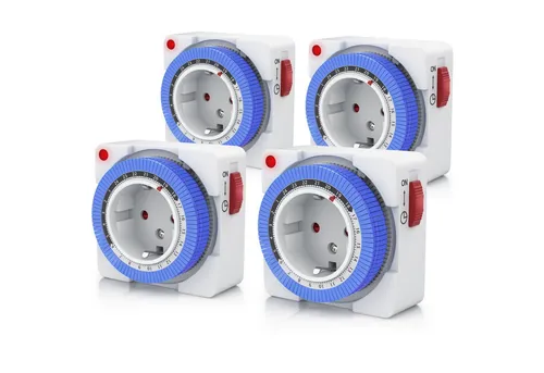BEARWARE Zeitschaltuhr, mechanisch, 4-St., 24h - Lichtschalter mit 15 min. Zeitintervallen und Kinderschutz. Steuern Sie Ihre Geräte effizient und sparen Sie Energiekosten durch gezieltes Ein- und Ausschalten!