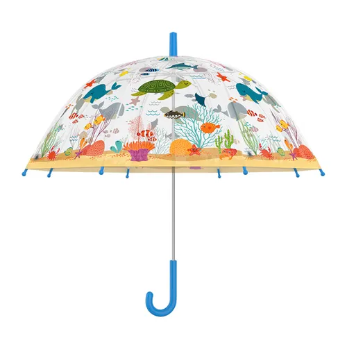 Esschert Stockschirm Meeres-Tiere Transparent | Kinder Regenschirm KG 257