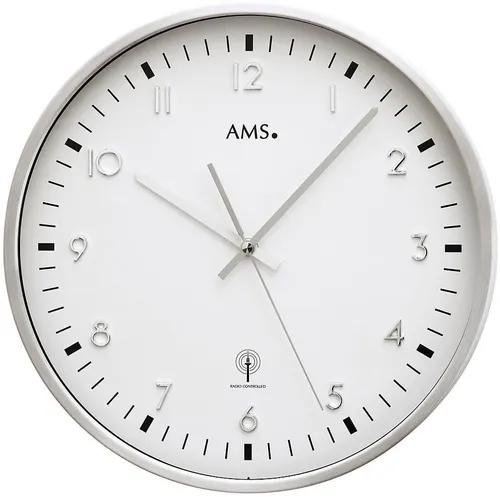 AMS 5914 Funk Wanduhr in silber von AMS