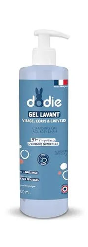 Dodie Reinigungsgel 3 in 1 (500 ml), Gesichts-, Körper- und Haarreinigung, 92 prozent Inhaltsstoffe natürlichen Ursprungs, hypoallergen, ab der Geburt