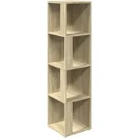vidaXL Eckregal Sonoma-Eiche 33x33x132 cm - Stylisches Eckregal aus Holzwerkstoff mit 4 Fächern für eine platzsparende Aufbewahrung in Wohnzimmer, Schlafzimmer oder Büro - robust und einfach zu reinigen.