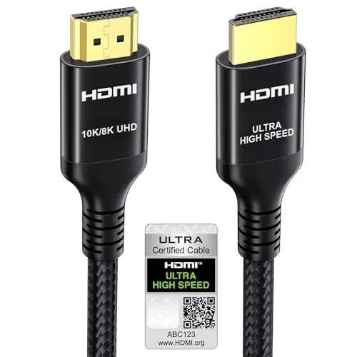 Etseinri 10K 8K HDMI 2.1 Kabel 1M, Zertifiziert 48Gbps Ultra High Speed HDMI® Kabel 4K 240Hz 165Hz 144Hz 120Hz 0.01ms eARC HDCP2.3 HDR 10+ Dolby Atmos Vision für Gaming Monitore TV Projektor