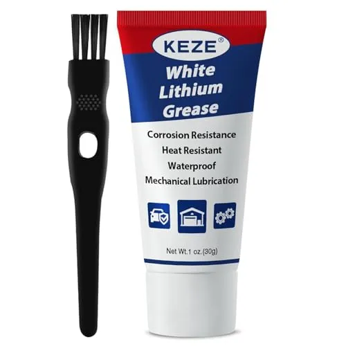 Keze White Lithiumfett-Tube Automobilfett Grasa De Litio Autotürfett mit Pinsel NLGI 2 Rostkorrosionsbeständig Wasserdicht für Scharniere, Zahnräder, Fahrrad- und Garagentore, 1 oz – 1 Packung