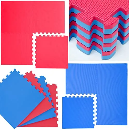 EYEPOWER Profi Fitnessmatte 1.5qm - 4er Set 63x63cm - Sportgeräte-Matten mit extra dicker, wasserfester und rutschfester Oberfläche für optimale Stoßdämpfung und Schalldämmung. Ideal für Homegym, Kampfsport und mehr!