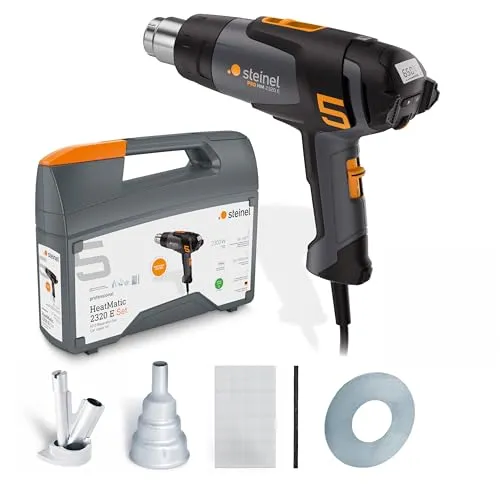 Steinel Heißluftpistole HM 2320 E KFZ-Reperatur-Set, inkl. Düsen und Verbrauchsmaterial, 2300 W Heißluftgebläse, Temperatur 80°-650°C, Keramikheizung, ECO Modus